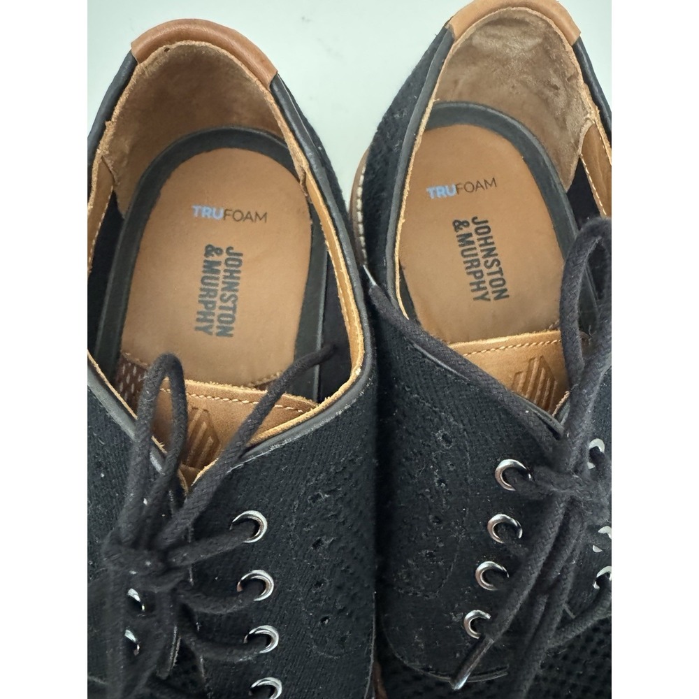 Johnston & Murphy Upton Knit Wingtip Shoes Mens 10M Black Comfort Oxford 20-5361 - Picture 5 of 7